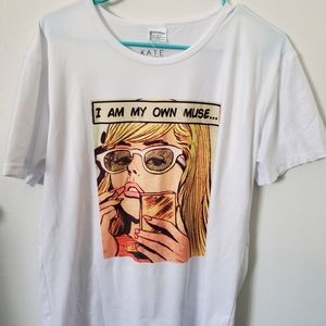 NWOT Kate Hewko Athletic Graphic Shirt Size M